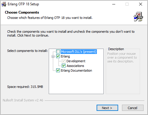 Screenshot install erlang step 1