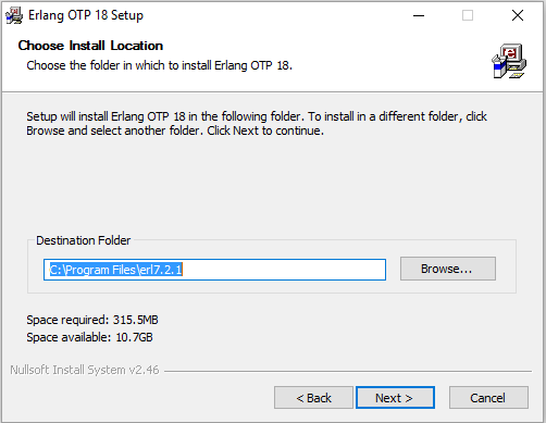 Screenshot install erlang step 2